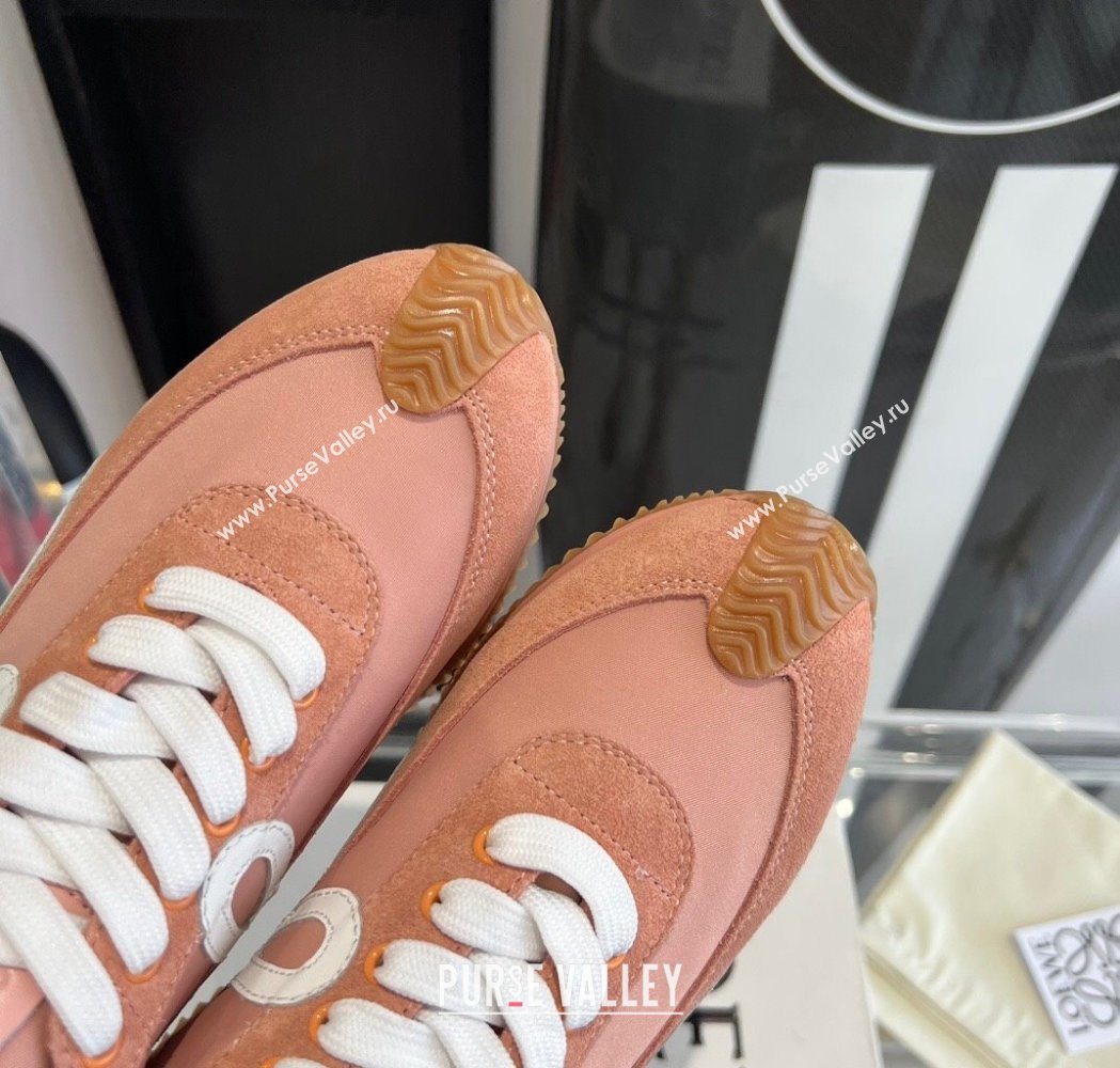 Loewe Womens Flow Runner Sneakers in calfskin, nylon and suede Pink 2025 LW02210 (KL-250221048)