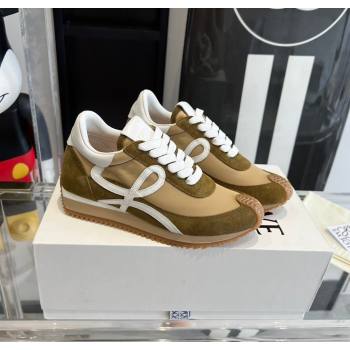 Loewe Flow Runner Sneakers in calfskin, nylon and suede Beige/Brown 2025 LW02211 (KL-250221049)