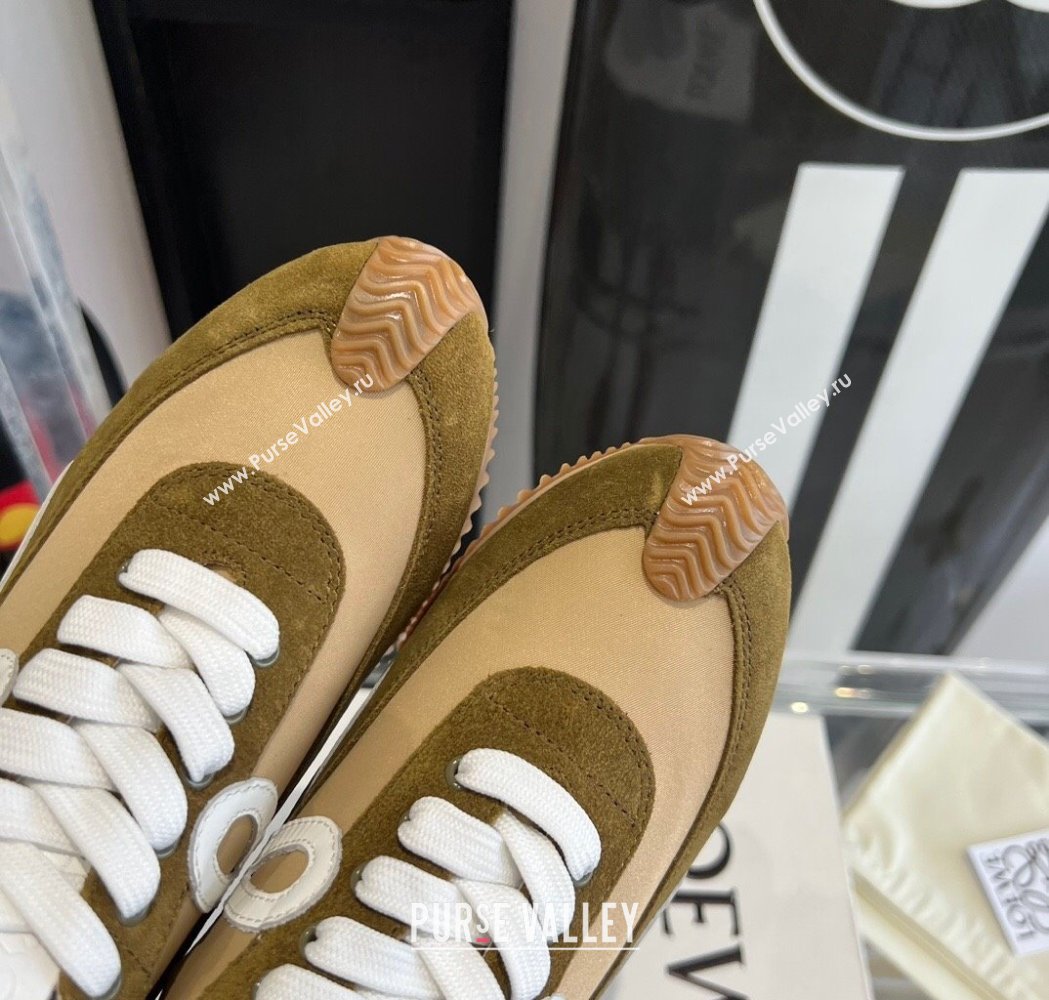 Loewe Flow Runner Sneakers in calfskin, nylon and suede Beige/Brown 2025 LW02211 (KL-250221049)