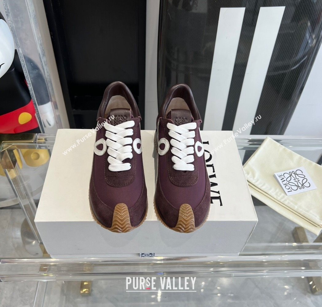 Loewe Flow Runner Sneakers in calfskin, nylon and suede Dark Purple 2025 LW02212 (KL-250221050)