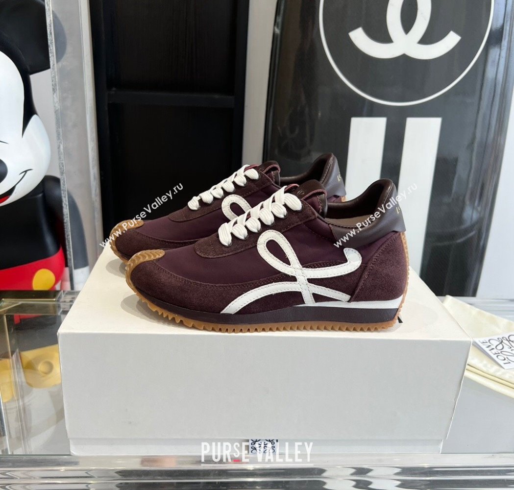 Loewe Flow Runner Sneakers in calfskin, nylon and suede Dark Purple 2025 LW02212 (KL-250221050)