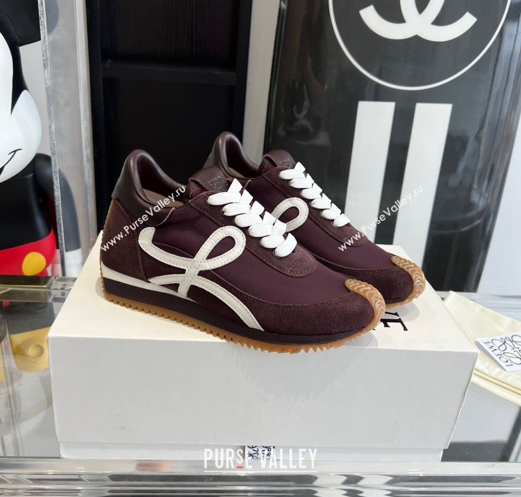 Loewe Flow Runner Sneakers in calfskin, nylon and suede Dark Purple 2025 LW02212 (KL-250221050)