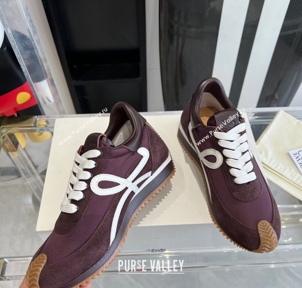 Loewe Flow Runner Sneakers in calfskin, nylon and suede Dark Purple 2025 LW02212 (KL-250221050)