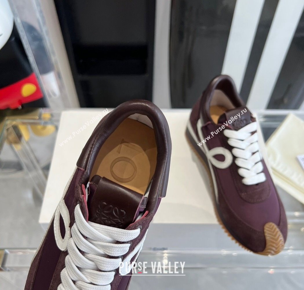 Loewe Flow Runner Sneakers in calfskin, nylon and suede Dark Purple 2025 LW02212 (KL-250221050)