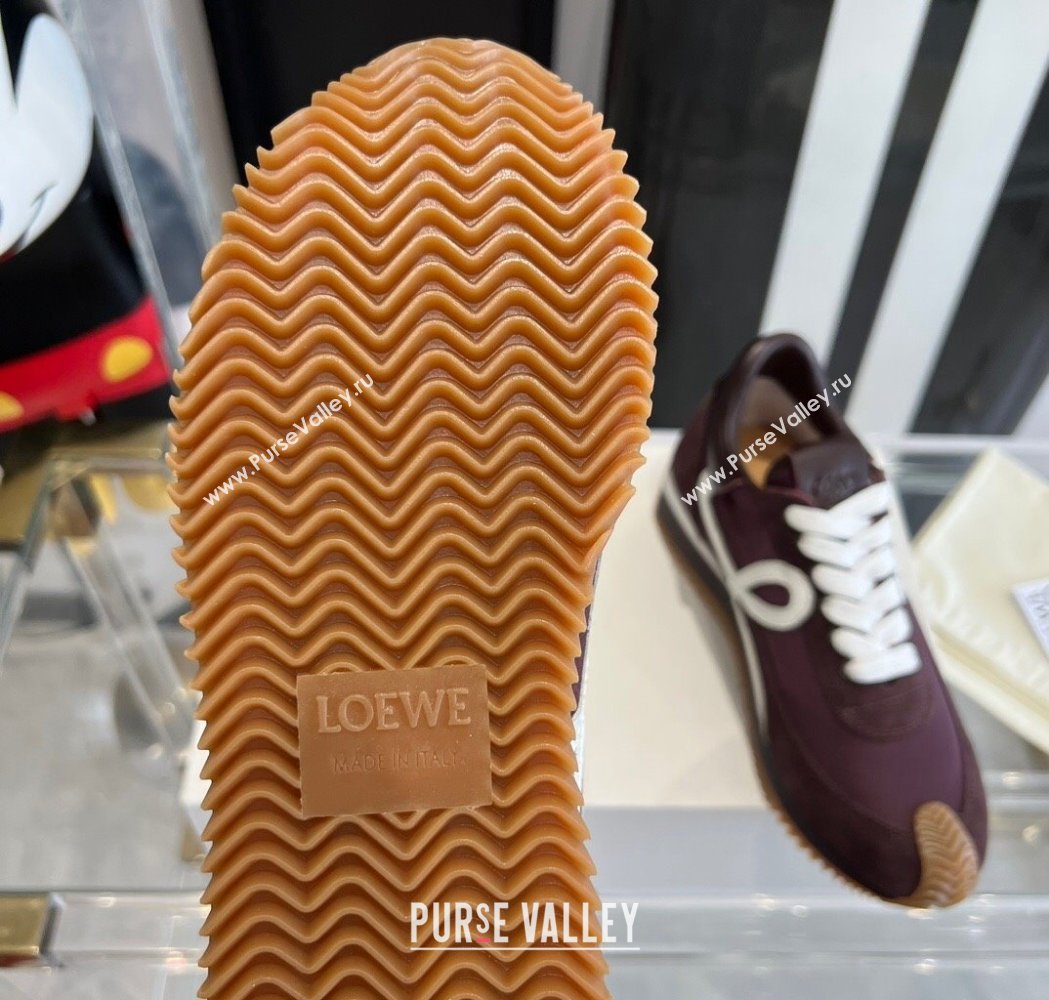 Loewe Flow Runner Sneakers in calfskin, nylon and suede Dark Purple 2025 LW02212 (KL-250221050)