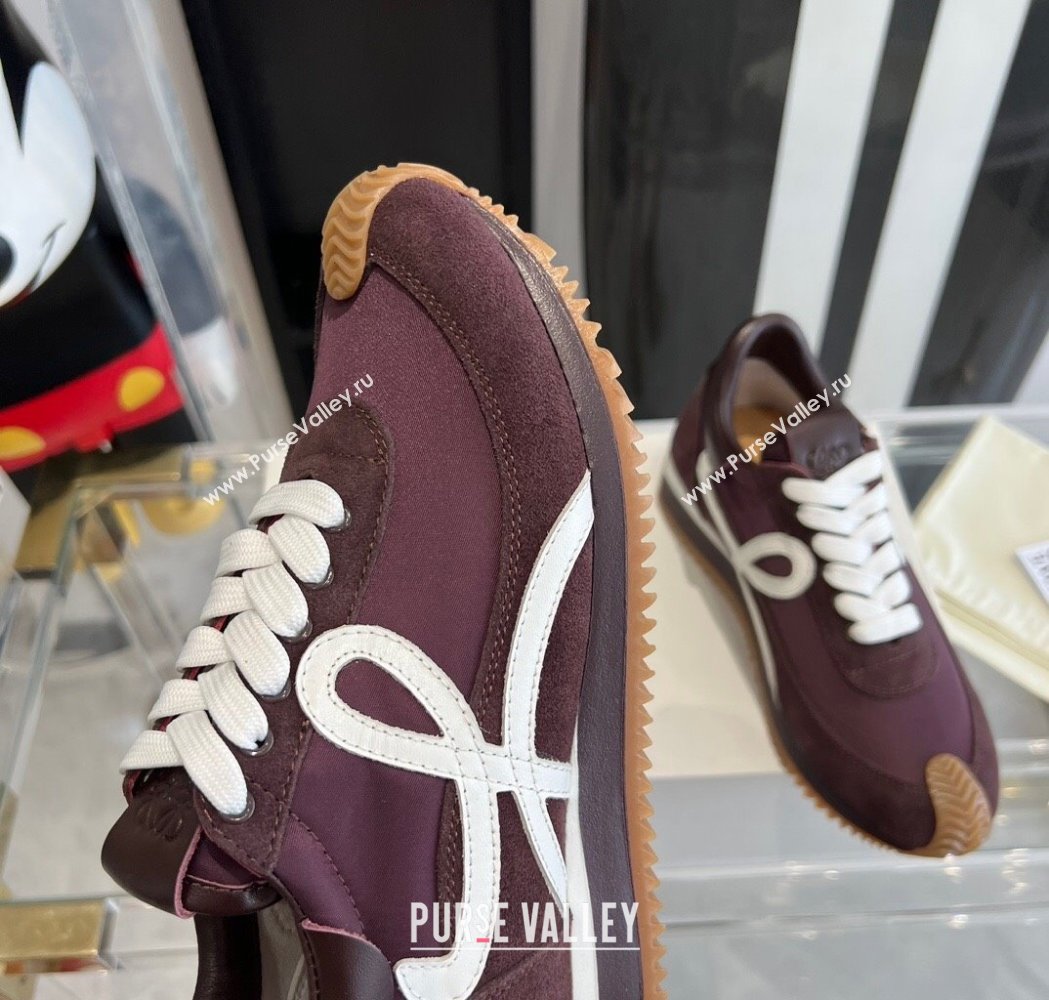 Loewe Flow Runner Sneakers in calfskin, nylon and suede Dark Purple 2025 LW02212 (KL-250221050)