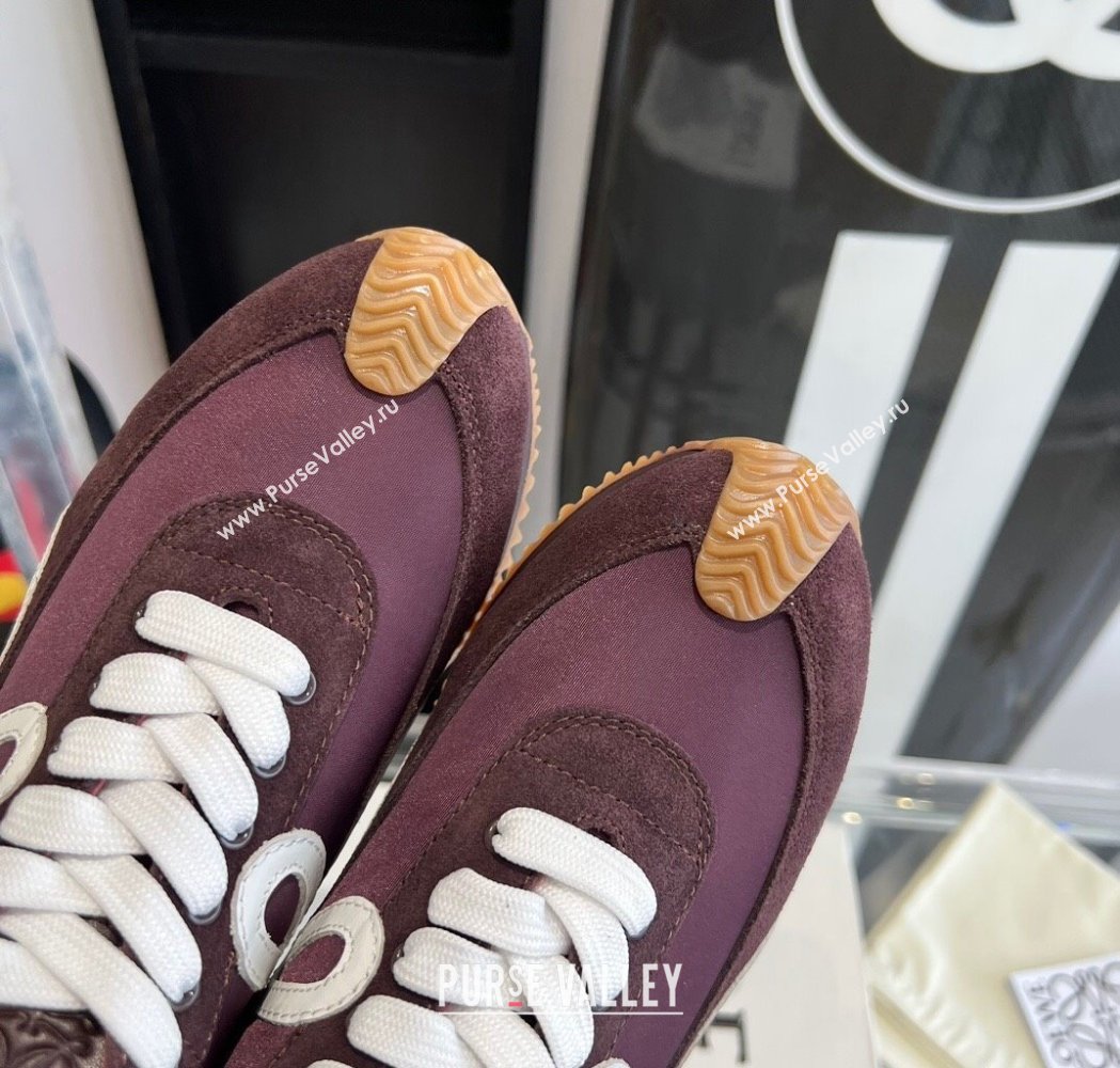 Loewe Flow Runner Sneakers in calfskin, nylon and suede Dark Purple 2025 LW02212 (KL-250221050)
