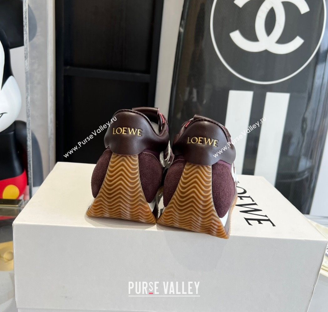 Loewe Flow Runner Sneakers in calfskin, nylon and suede Dark Purple 2025 LW02212 (KL-250221050)