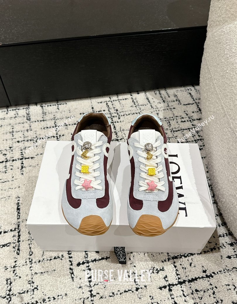 Loewe Ballet Runner 2.0 Sneakers in nylon and suede with charm Dark Brown/Light Grey 2024 ( For Women and Men) (KL-250221017)