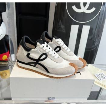 Loewe Flow Runner Sneakers in calfskin, nylon and suede White/Black 2025 LW02212 (KL-250221052)