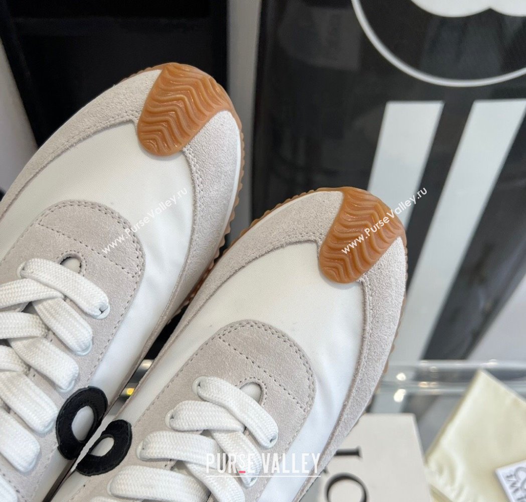 Loewe Flow Runner Sneakers in calfskin, nylon and suede White/Black 2025 LW02212 (KL-250221052)
