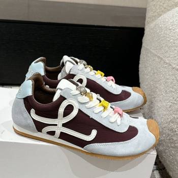 Loewe Ballet Runner 2.0 Sneakers in nylon and suede with charm Dark Brown/Light Grey 2024 ( For Women and Men) (KL-250221017)