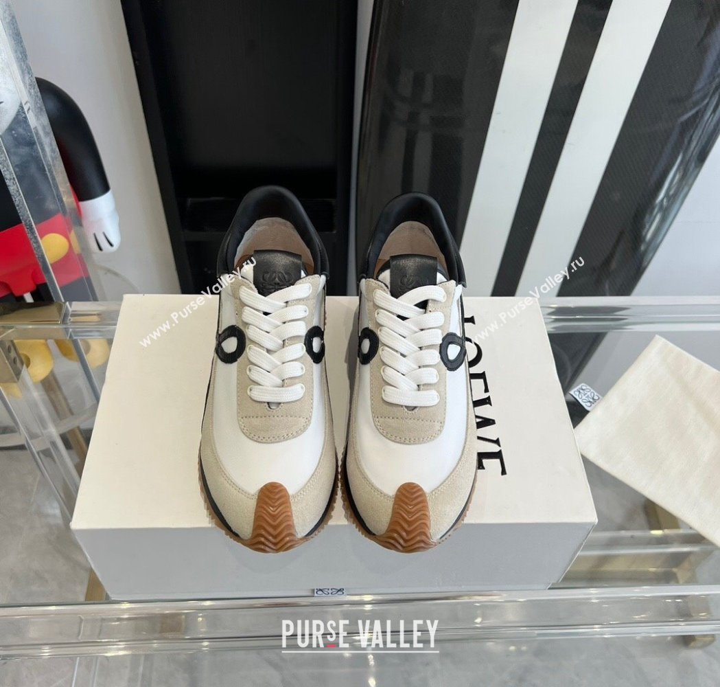 Loewe Flow Runner Sneakers in calfskin, nylon and suede Grey/Black 2025 LW02213 (KL-250221053)