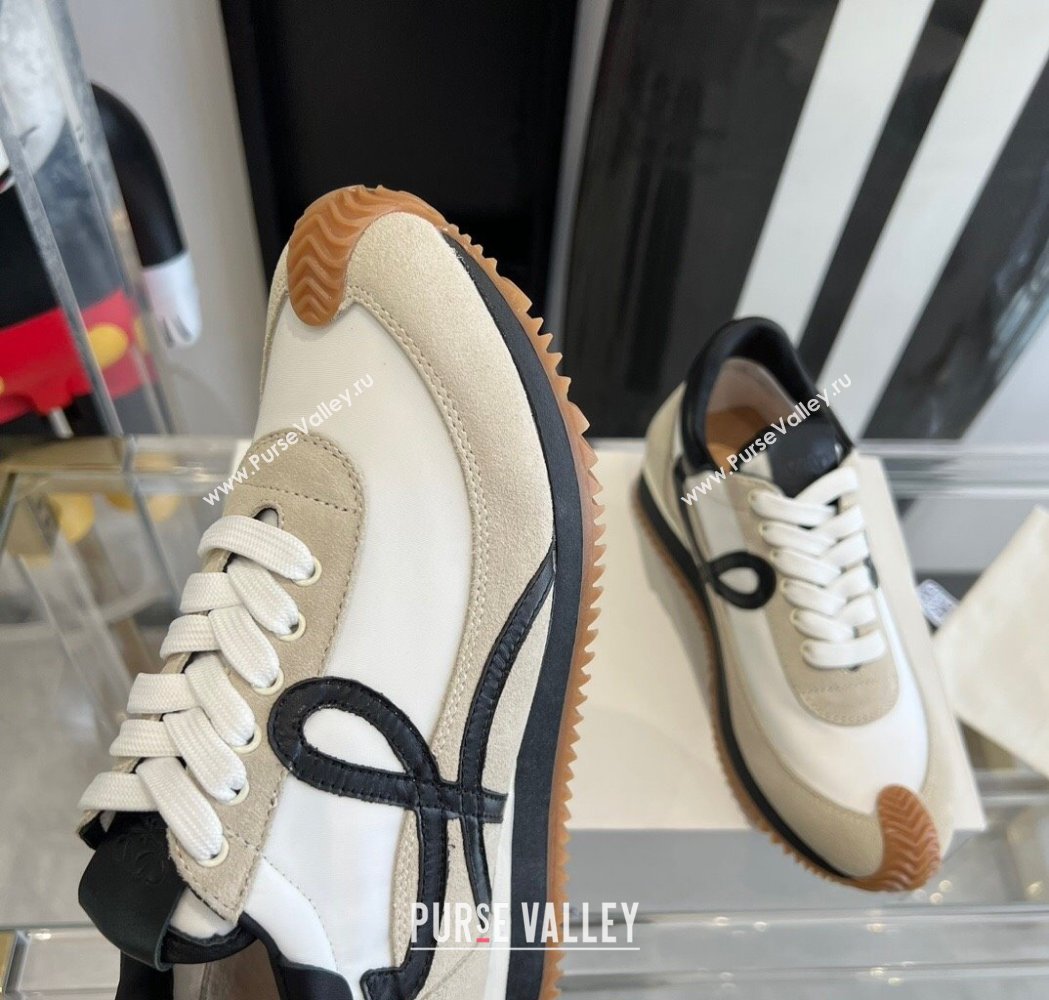 Loewe Flow Runner Sneakers in calfskin, nylon and suede Grey/Black 2025 LW02213 (KL-250221053)