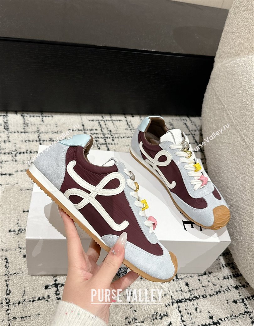 Loewe Ballet Runner 2.0 Sneakers in nylon and suede with charm Dark Brown/Light Grey 2024 ( For Women and Men) (KL-250221017)