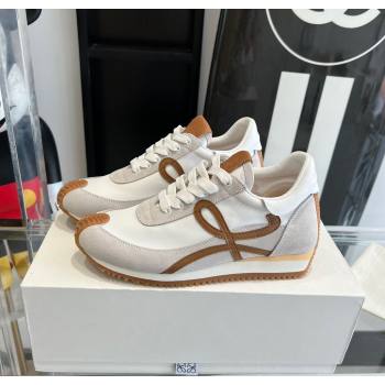 Loewe Flow Runner Sneakers in calfskin, nylon and suede White/Brown 2025 LW02215 (KL-250221055)