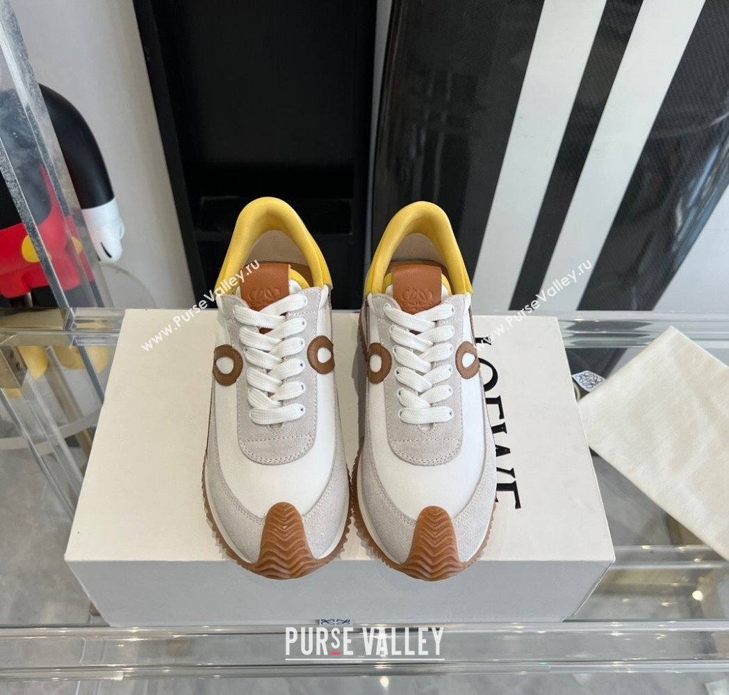 Loewe Flow Runner Sneakers in calfskin, nylon and suede Yellow 2025 LW02216 (KL-250221056)