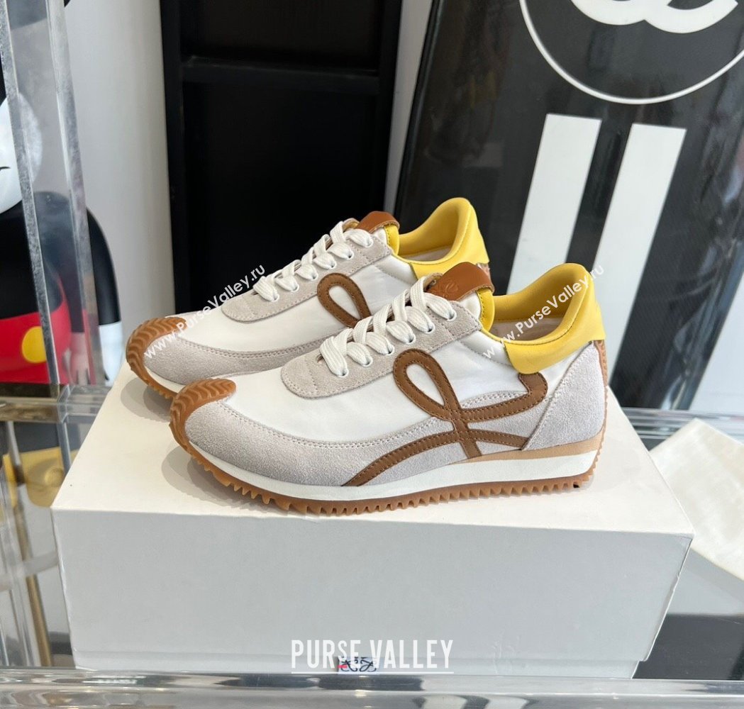 Loewe Flow Runner Sneakers in calfskin, nylon and suede Yellow 2025 LW02216 (KL-250221056)