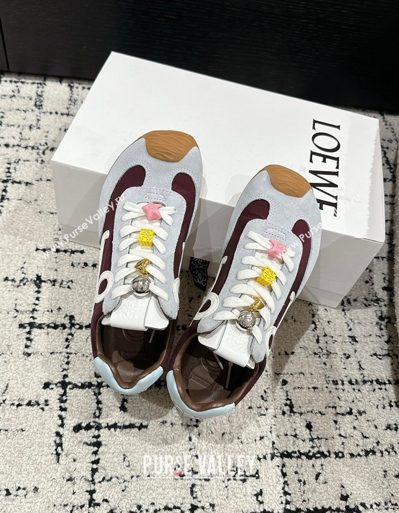 Loewe Ballet Runner 2.0 Sneakers in nylon and suede with charm Dark Brown/Light Grey 2024 ( For Women and Men) (KL-250221017)