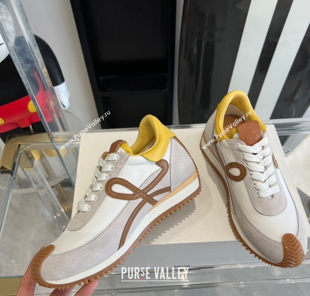 Loewe Flow Runner Sneakers in calfskin, nylon and suede Yellow 2025 LW02216 (KL-250221056)