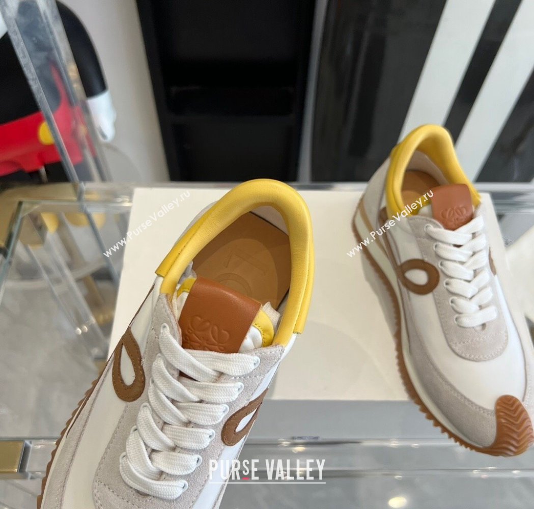 Loewe Flow Runner Sneakers in calfskin, nylon and suede Yellow 2025 LW02216 (KL-250221056)