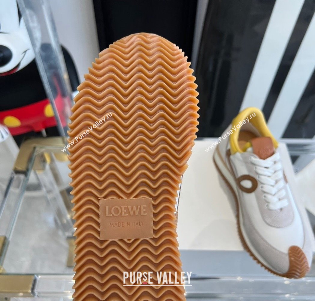 Loewe Flow Runner Sneakers in calfskin, nylon and suede Yellow 2025 LW02216 (KL-250221056)