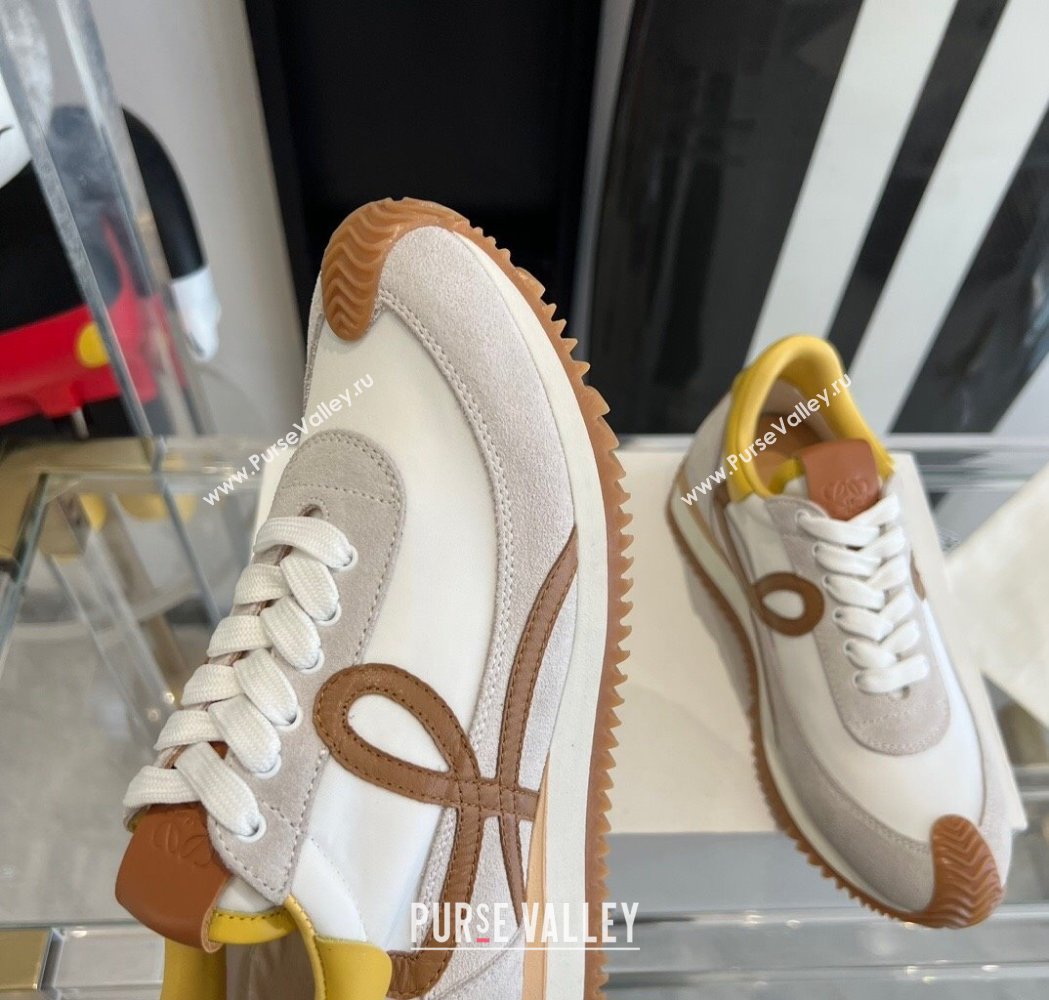 Loewe Flow Runner Sneakers in calfskin, nylon and suede Yellow 2025 LW02216 (KL-250221056)