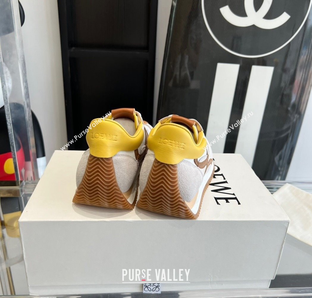Loewe Flow Runner Sneakers in calfskin, nylon and suede Yellow 2025 LW02216 (KL-250221056)