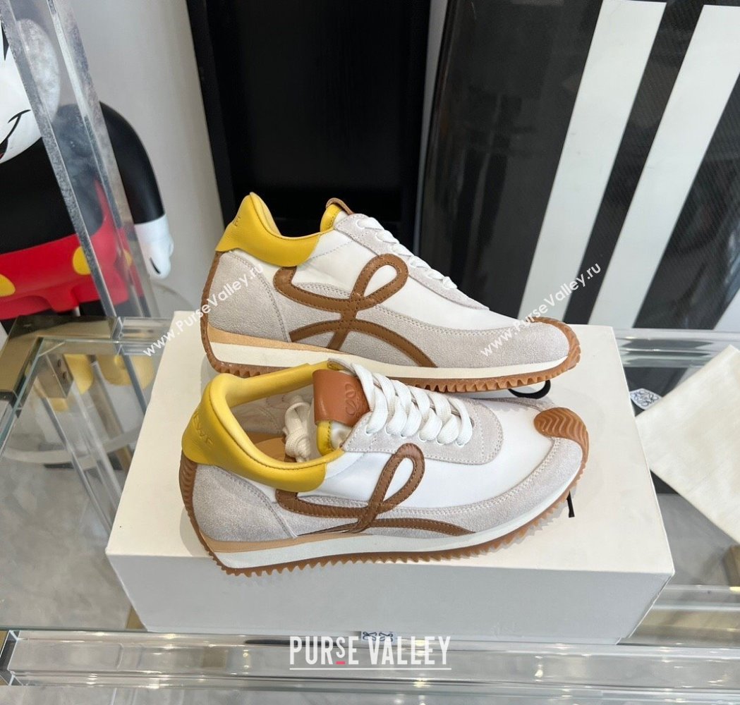 Loewe Flow Runner Sneakers in calfskin, nylon and suede Yellow 2025 LW02216 (KL-250221056)