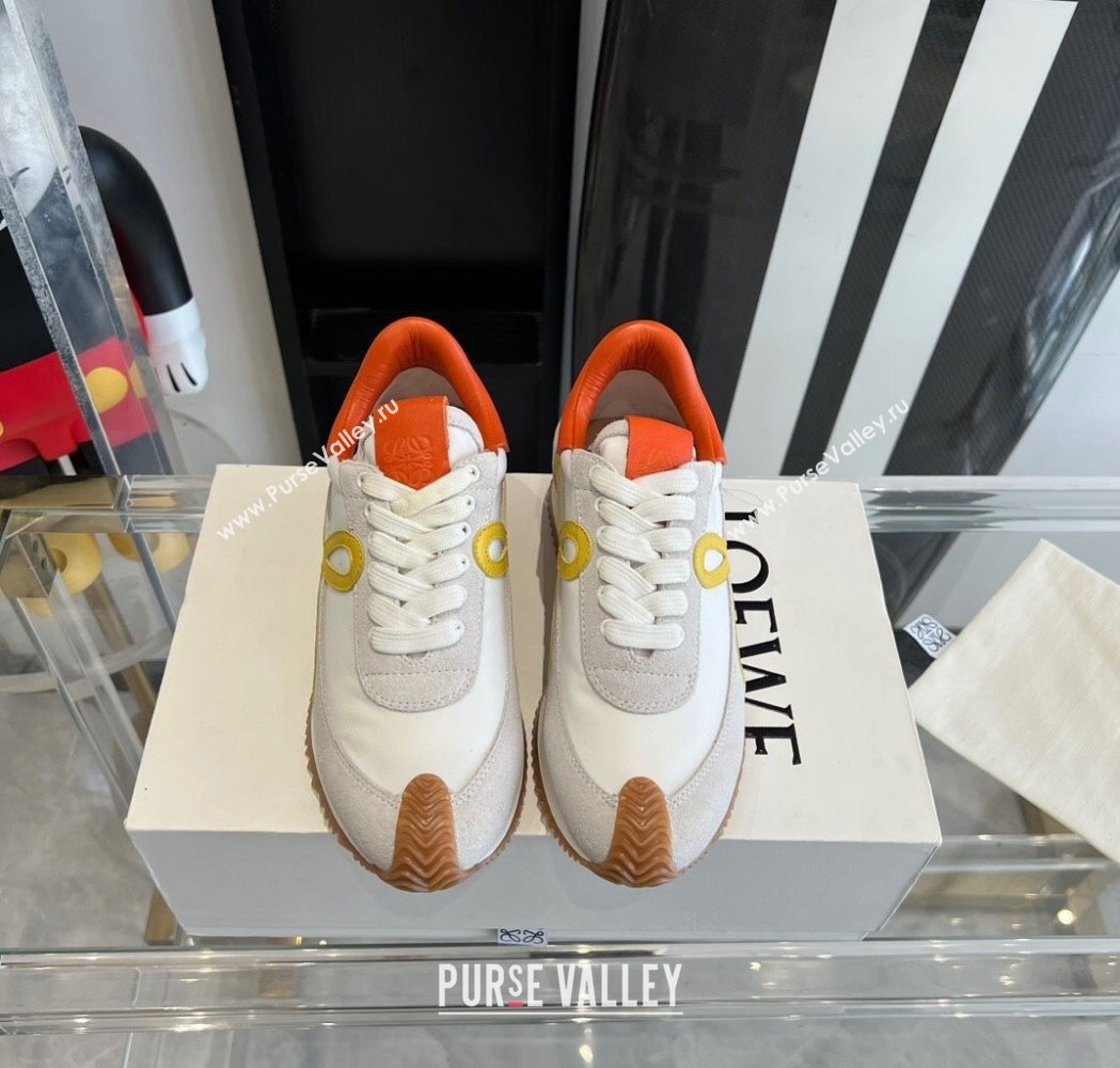 Loewe Flow Runner Sneakers in calfskin, nylon and suede Orange 2025 LW02217 (KL-250221057)