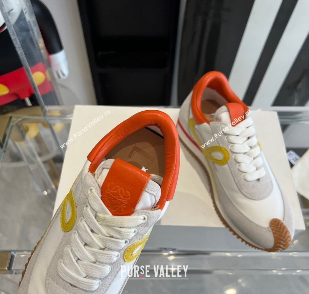 Loewe Flow Runner Sneakers in calfskin, nylon and suede Orange 2025 LW02217 (KL-250221057)