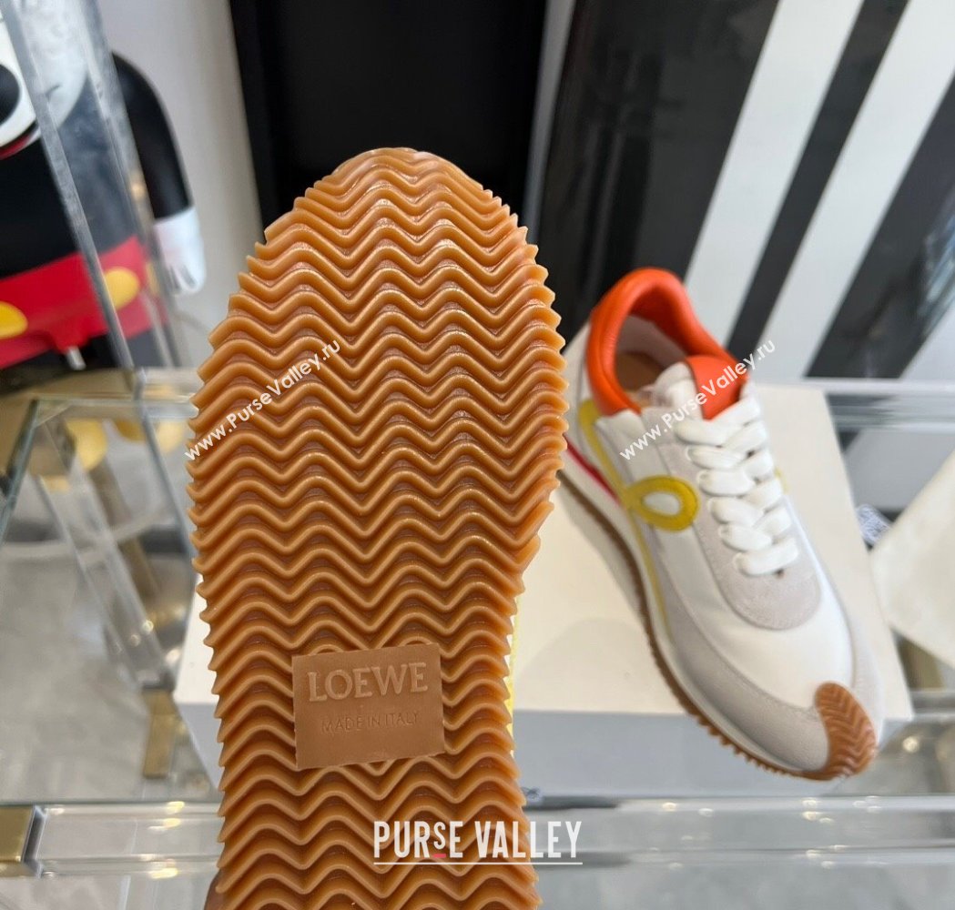 Loewe Flow Runner Sneakers in calfskin, nylon and suede Orange 2025 LW02217 (KL-250221057)