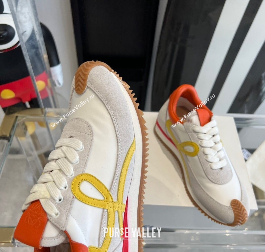 Loewe Flow Runner Sneakers in calfskin, nylon and suede Orange 2025 LW02217 (KL-250221057)