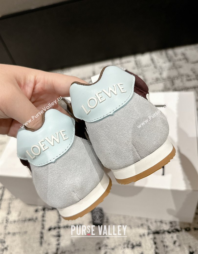 Loewe Ballet Runner 2.0 Sneakers in nylon and suede with charm Dark Brown/Light Grey 2024 ( For Women and Men) (KL-250221017)