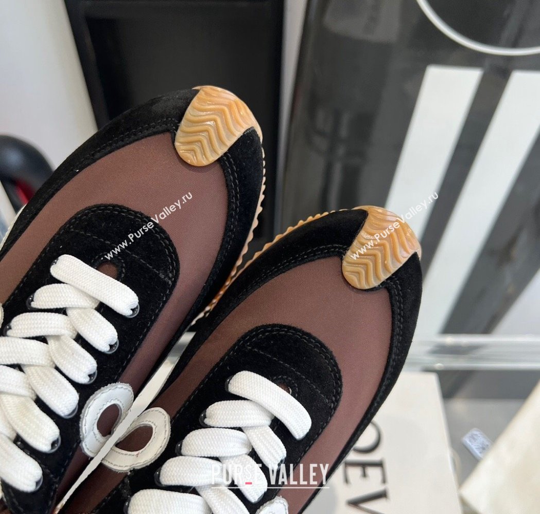 Loewe Flow Runner Sneakers in calfskin, nylon and suede Brown/Black 2025 LW02219 (KL-250221059)