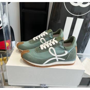 Loewe Flow Runner Sneakers in calfskin, nylon and suede Light Green 2025 LW02220 (KL-250221060)