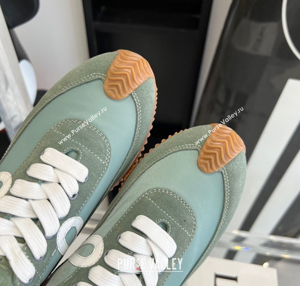 Loewe Flow Runner Sneakers in calfskin, nylon and suede Light Green 2025 LW02220 (KL-250221060)