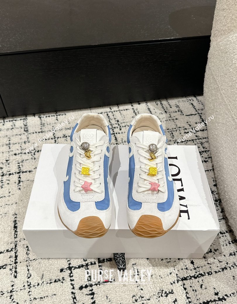 Loewe Ballet Runner 2.0 Sneakers in nylon and suede with charm Denim Blue 2024 ( For Women and Men) (KL-250221018)