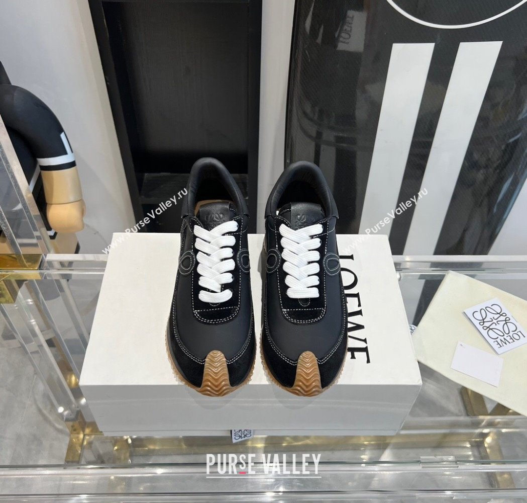 Loewe Flow Runner Sneakers in calfskin and suede Black 2025 LW02224 (KL-250221064)