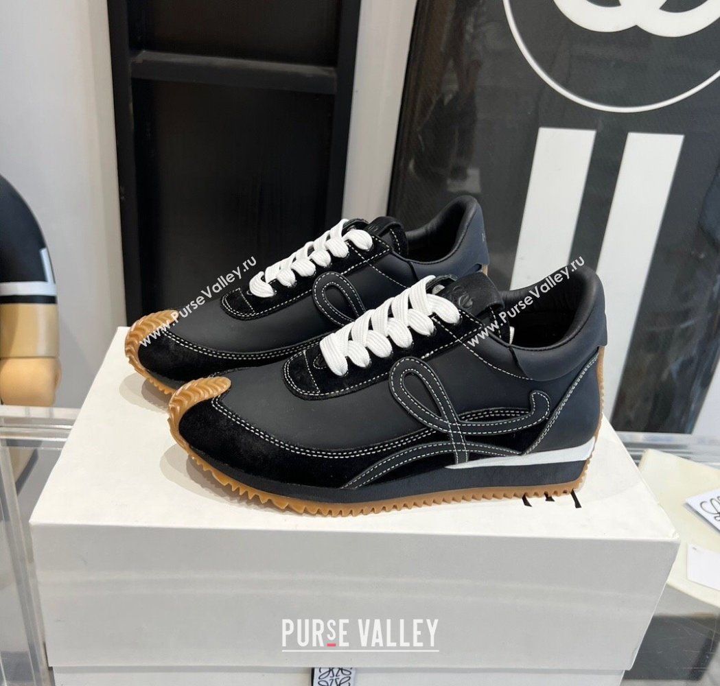 Loewe Flow Runner Sneakers in calfskin and suede Black 2025 LW02224 (KL-250221064)