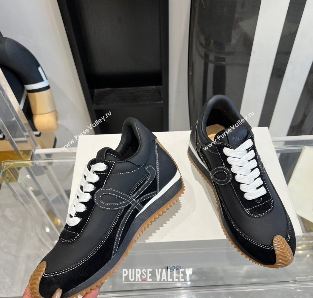 Loewe Flow Runner Sneakers in calfskin and suede Black 2025 LW02224 (KL-250221064)
