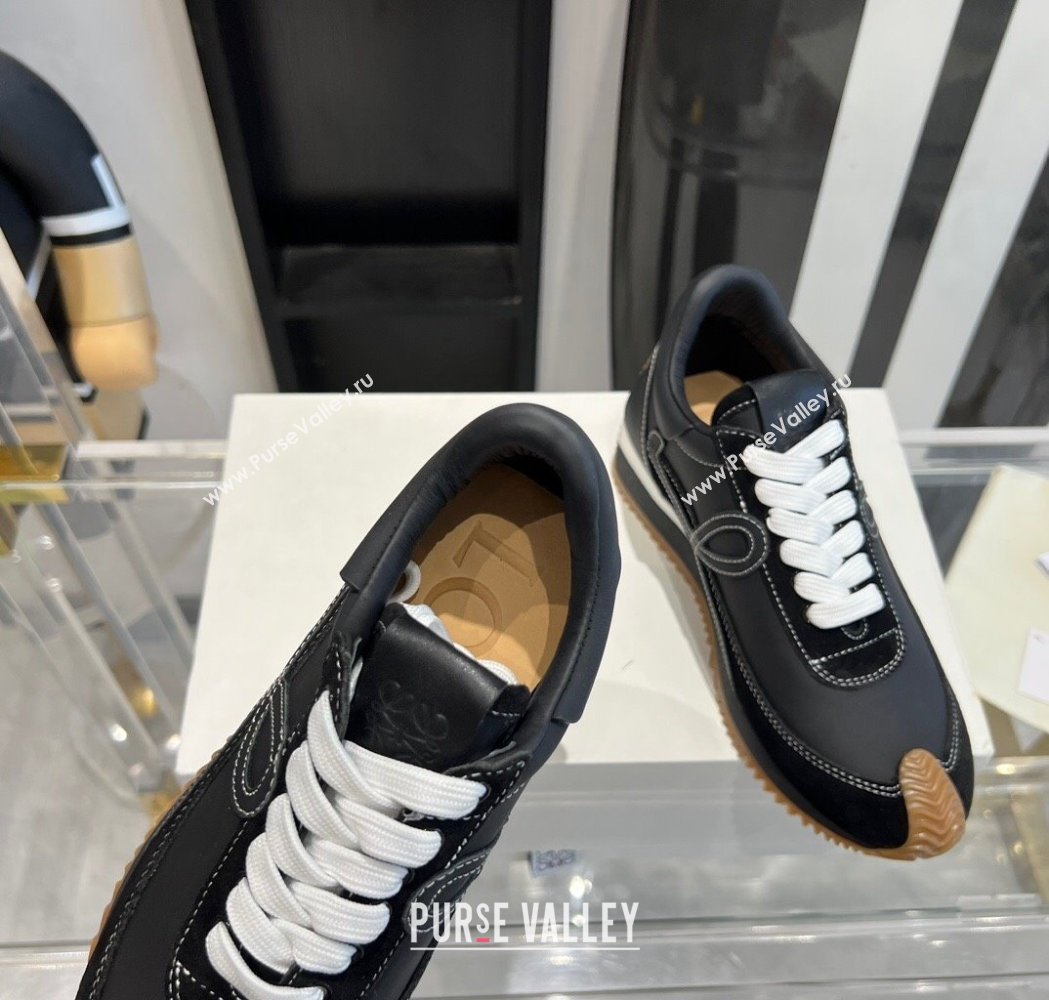 Loewe Flow Runner Sneakers in calfskin and suede Black 2025 LW02224 (KL-250221064)