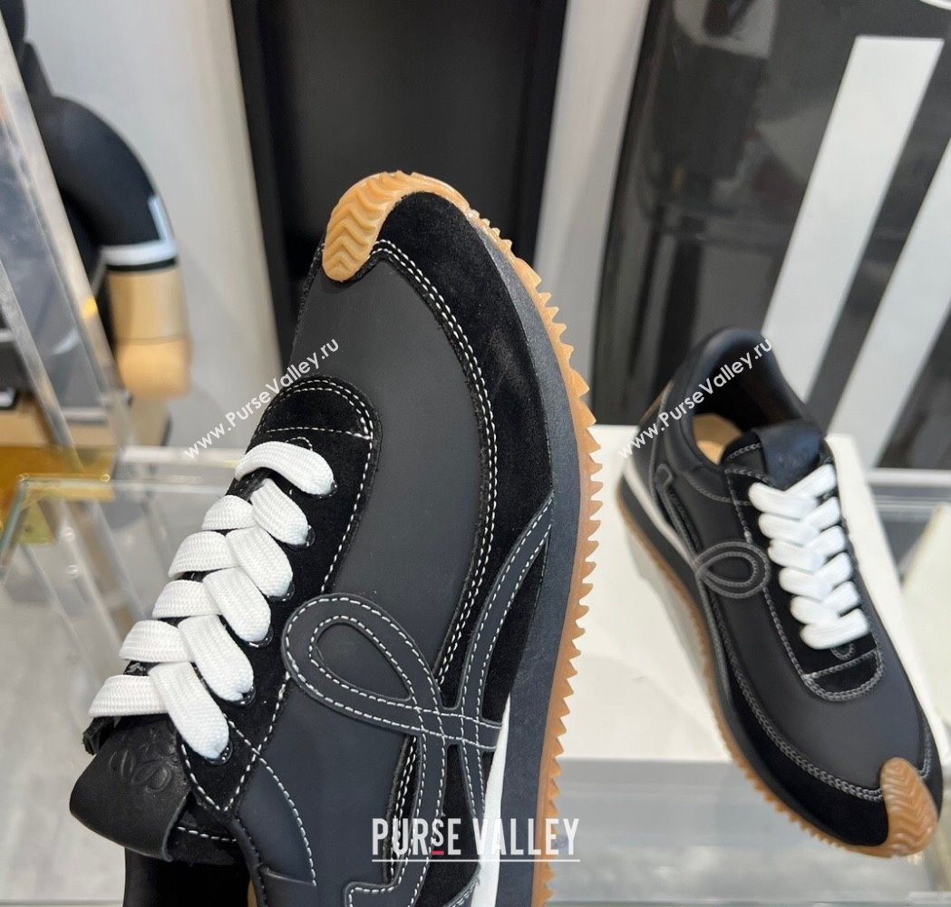 Loewe Flow Runner Sneakers in calfskin and suede Black 2025 LW02224 (KL-250221064)
