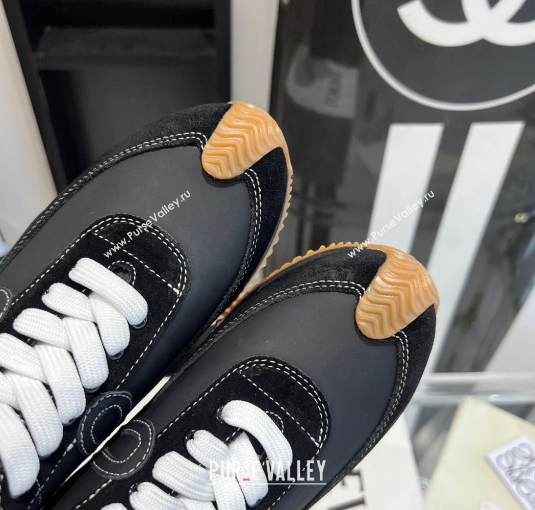 Loewe Flow Runner Sneakers in calfskin and suede Black 2025 LW02224 (KL-250221064)