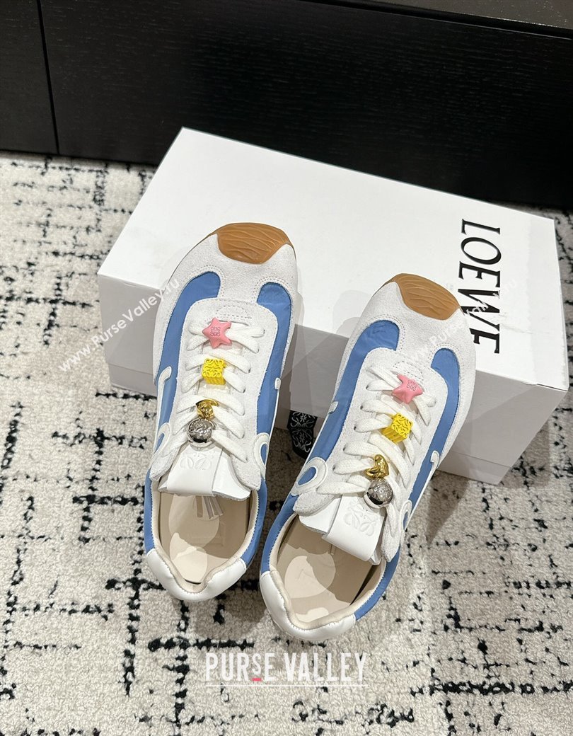 Loewe Ballet Runner 2.0 Sneakers in nylon and suede with charm Denim Blue 2024 ( For Women and Men) (KL-250221018)