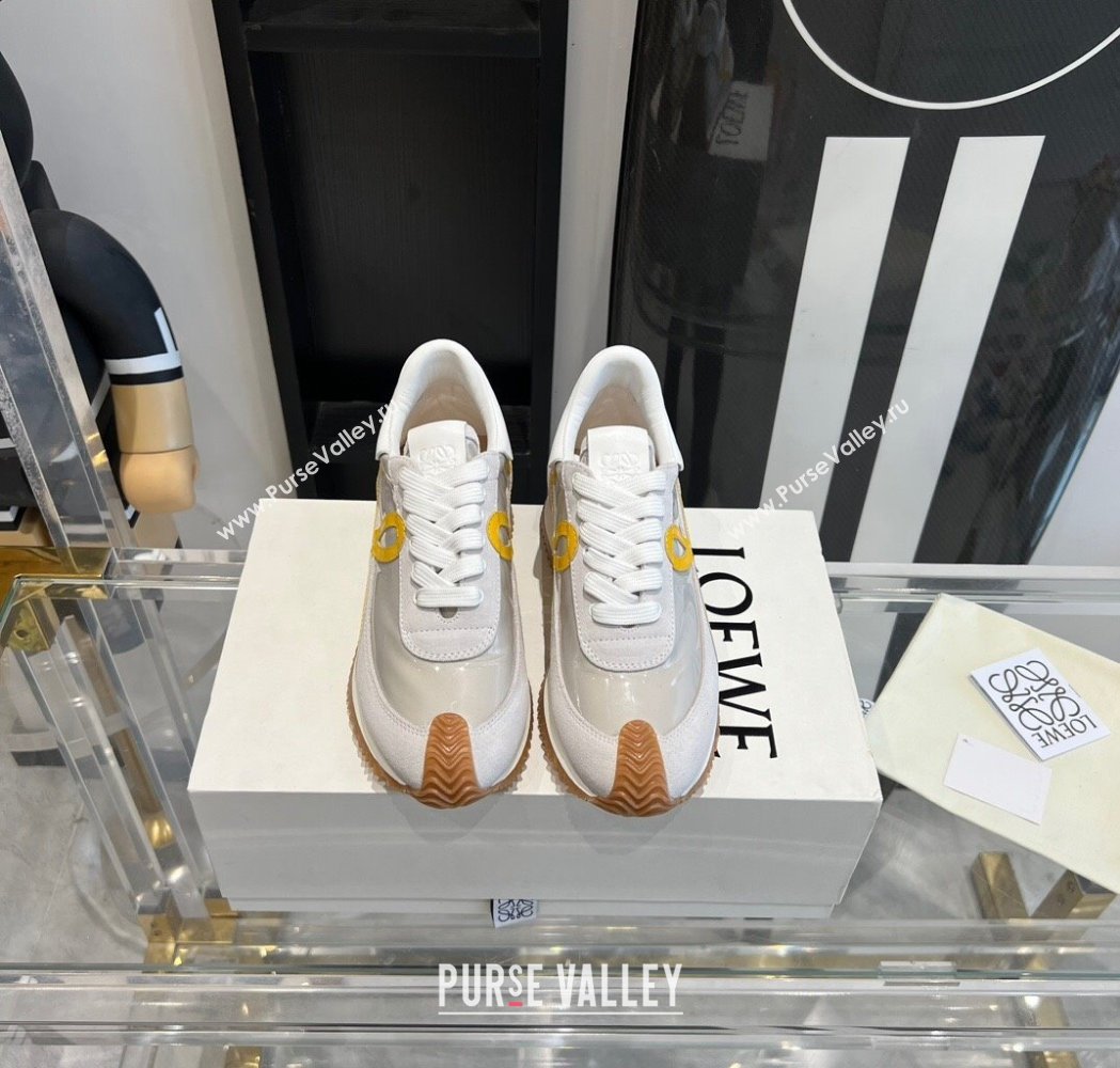 Loewe Flow Runner Sneakers in PVC and suede White/Yellow 2025 LW02225 (KL-250221065)