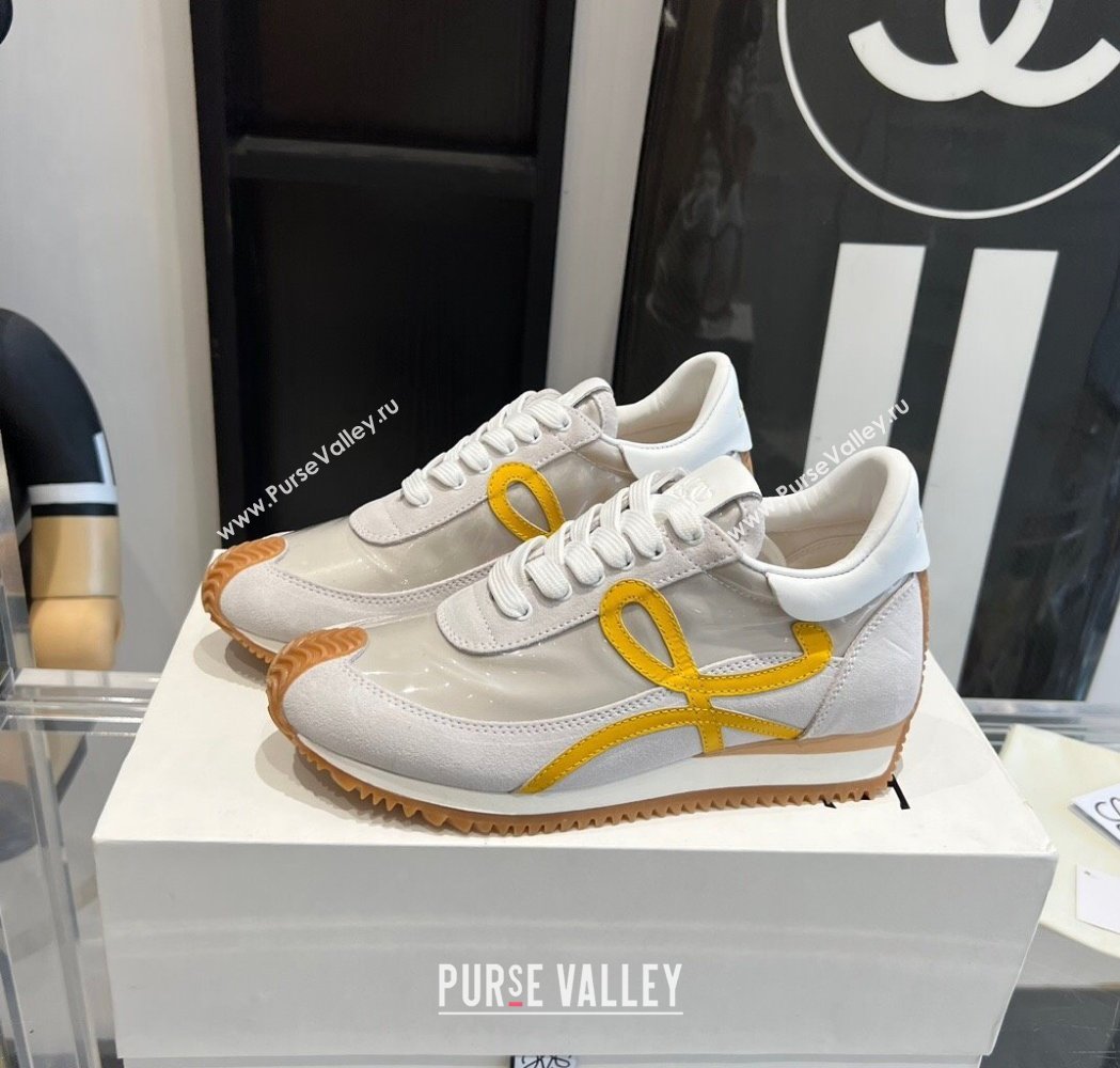 Loewe Flow Runner Sneakers in PVC and suede White/Yellow 2025 LW02225 (KL-250221065)