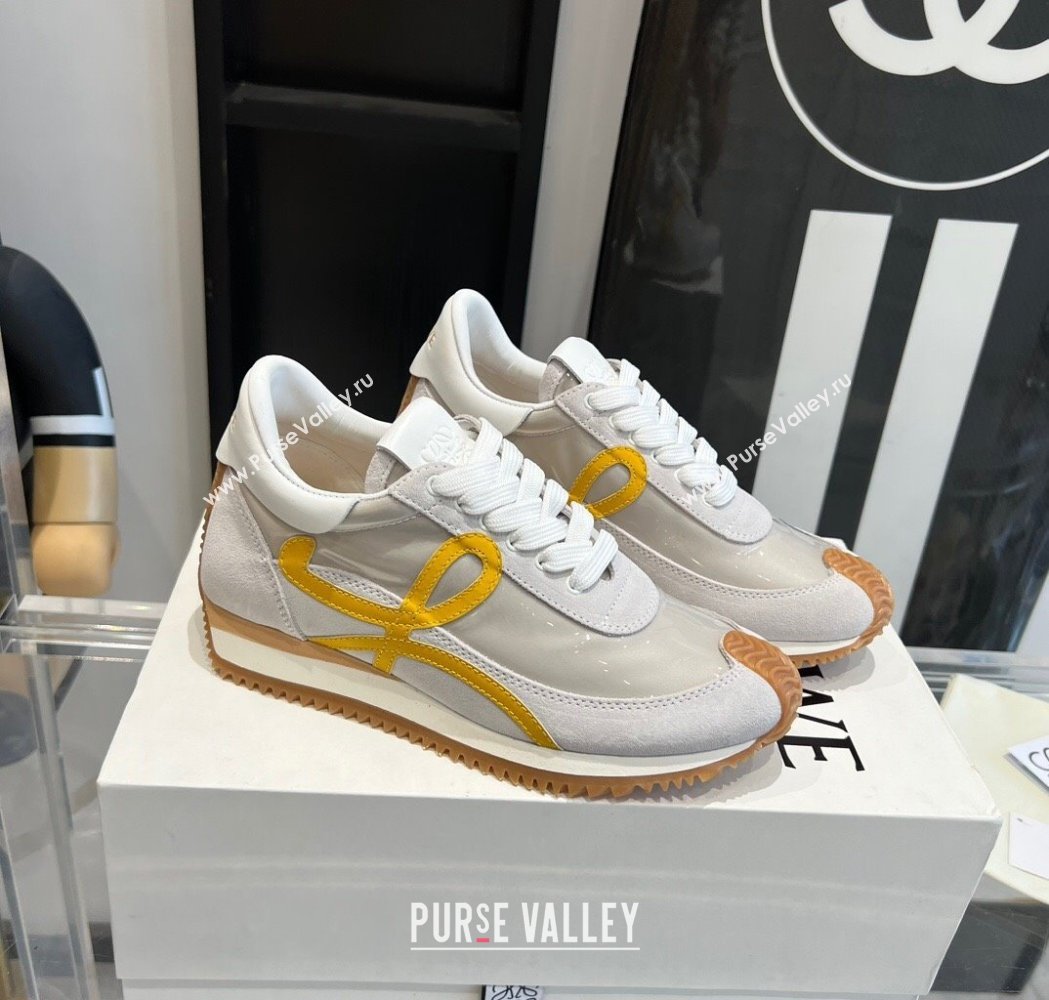 Loewe Flow Runner Sneakers in PVC and suede White/Yellow 2025 LW02225 (KL-250221065)