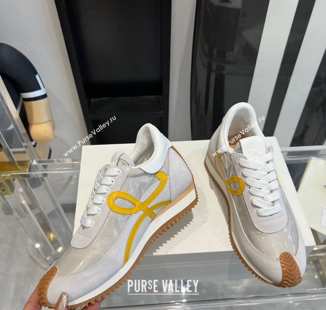 Loewe Flow Runner Sneakers in PVC and suede White/Yellow 2025 LW02225 (KL-250221065)