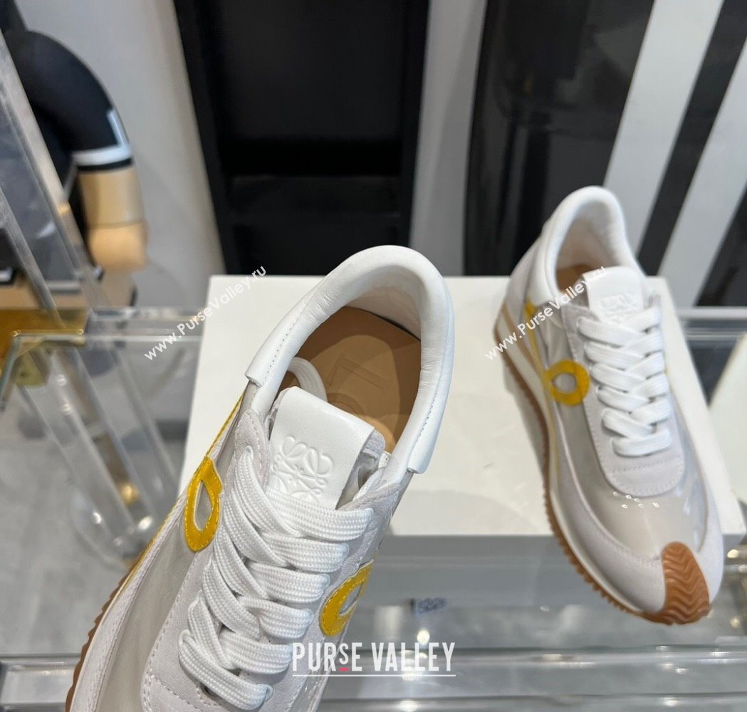 Loewe Flow Runner Sneakers in PVC and suede White/Yellow 2025 LW02225 (KL-250221065)